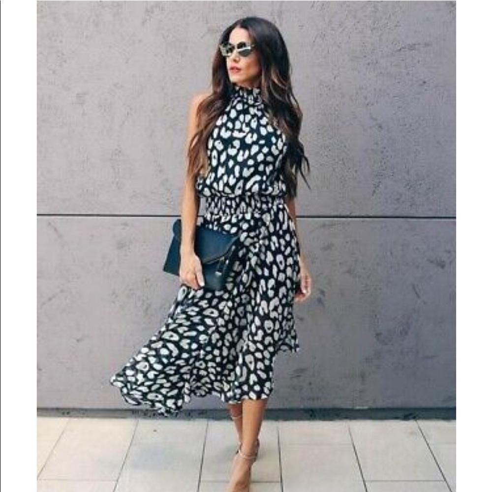 Vici Collection Clash Smocked Leopard Dress sz S